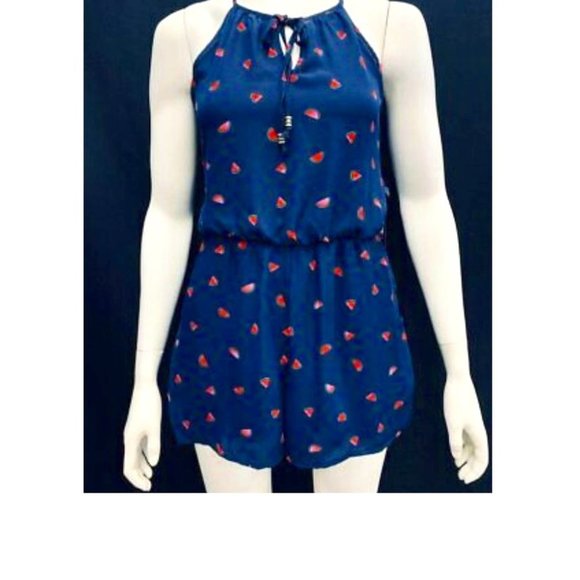 As U WISH Womens Juicy Watermelon Romper,XS/Navy - Picture 1 of 2